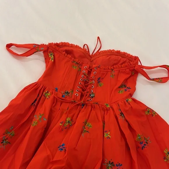 Nasty Gal Ditsy Red Floral Milkmaid Dress - Picture 10 of 15